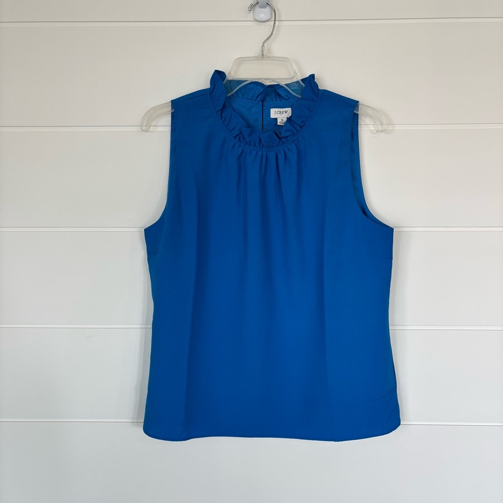 J. Crew Ruffleneck Sleeveless Colbolt Blue Women's Top Size Medium NEW - Picture 9 of 9
